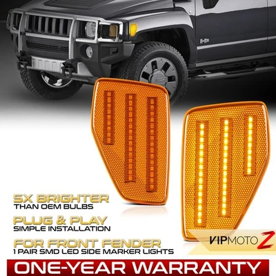 Full LED Front Amber Side Marker Lights Pair Set For 2006-2010 Hummer H3 H3T Foto 1 de 4
