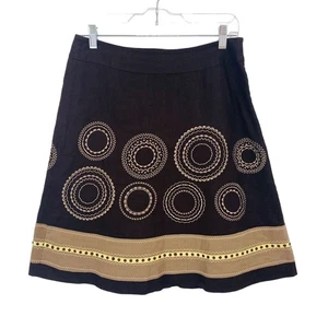 Talbots Petites Women’s Skirt Size 6P Brown Embroidered Flowy Midi Skirt - Picture 1 of 9