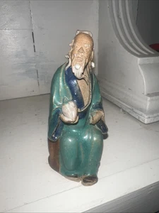 Antique Chinese MudMan , 3 3/4 inch Marked "CHINA", Rare - Picture 1 of 6