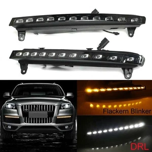 Paar LED DRL Tagfahrlicht mit Blinker Blinkleuchte Lampe für Audi Q7 2007-2009 - Picture 1 of 12