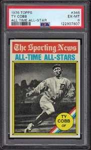 1976 Ty Cobb Topps Baseball Card #346 All Time All-Stars Graded PSA 6 (EX-MT) - Foto 1 di 2