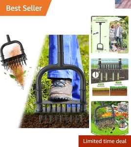Herramienta de césped con aireador: 14 picos de hierro afilados, limpieza automática de hojas de suciedad, manual La - Imagen 1 de 9