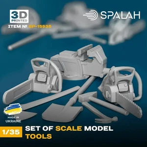 1/35 Scale Model Tools Set (7 pcs) - Shovel, Chainsaw, Axe, Hammer, Vise SP15935 - Picture 1 of 2