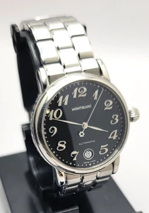 Orologio automatico MONTBLANC Meisterstück ref 7019 quadrante nero cassa 37mm funzionante - Foto 1 di 10