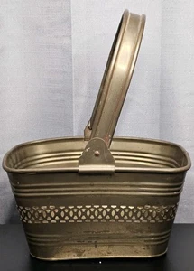 Vintage Messing Dekokorb mit Klappgriff Import Sammlung Indien Patina - Bild 1 von 11