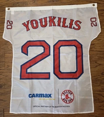 Boston Red Sox Kevin Youkilis Carmax jersey shaped FLAG size 30 x 28 New rare - Image 1 of 3