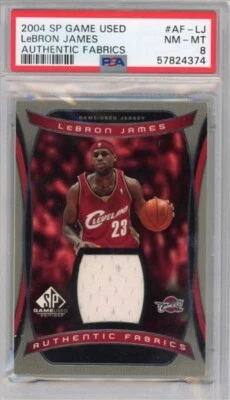 2004 SP Game Used #AF-LJ Lebron James PSA 8 NM-MT Authentic Fabrics Cavs Low Pop - Image 1 of 2