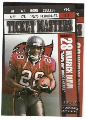 WARRICK DUNN TRENT DILFER 1998 LEAF Rookies & Stars TICKET MASTERS 11 SN #/2500 - Image 1 of 2