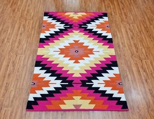 Colorful Wool Rug Handwoven Wool Rug Aesthetic Kilim Rug Large Area Rugs - Picture 1 of 5