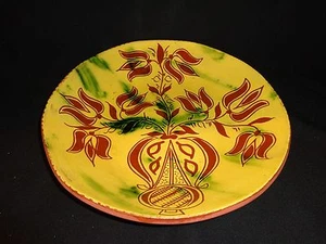 Cargador Breininger Pottery Redware, PA motivo floral estilizado holandés 1987, 11-1/2" - Imagen 1 de 4