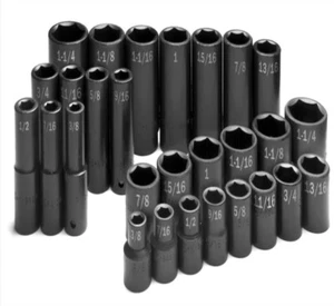 SK U.S.A. #SK4051 - 28 PIECE 1/2" DRIVE 6PT SAE STANDARD & DEEP SOCKET SET - Picture 1 of 1