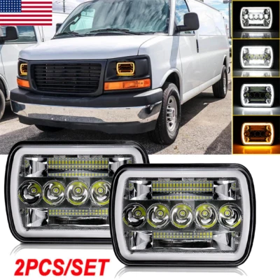 2SETS 7x6" LED Headlights DRL High/Low Beam For GMC Savana 1500 2500 3500 NEW Foto 1 de 4