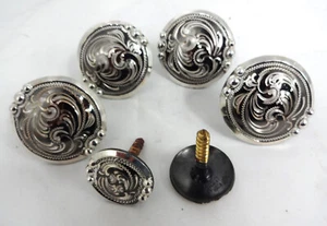 Juego de 6 Piezas Tornillos de Madera Conchos Clovis Plata Br Hierro Hansen Western Gear - Imagen 1 de 2
