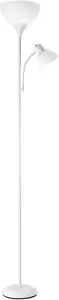 67136 72" Torchiere Floor Lamp + Adjustable Reading Light, Matte White, Frosted - Picture 1 of 9