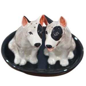 Salt Pepper Shaker Ceramic Bull Terrier Dog Set Figurine Hand Painted Decor Gift - Picture 1 of 10