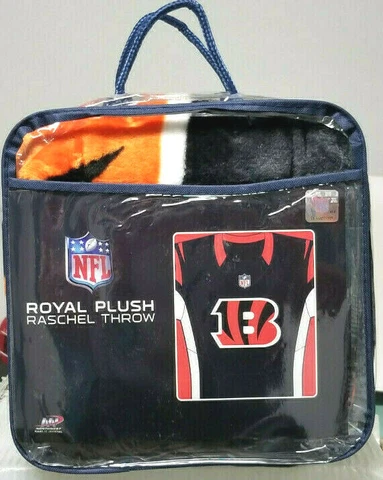 Cincinnati Bengals Blanket/Throw HUGE 50 X 60 ROYAL PLUSH RASCHEL Jersey Design Cover