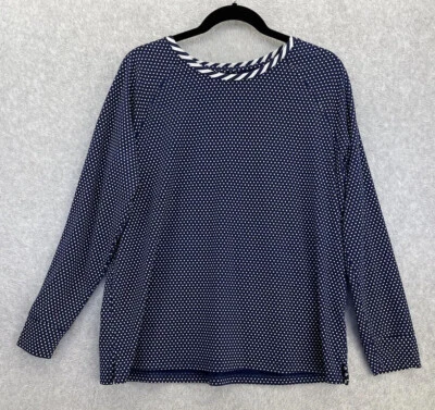 Lands' End Women's Dotted Long Sleeve Sweater Size Large Blue White - Image 1 of 4