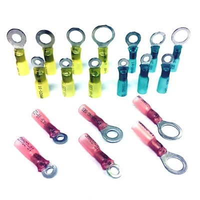 Ring Terminals Copper Wire Crimp Connectors USA Made 3M Adhesive Heat Shrink - Image 1 of 4