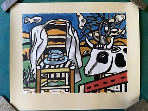 Original Vintage Fernand Leger 'Chair and Cow' Lithograph, Signed in Plate - Picture 1 of 2