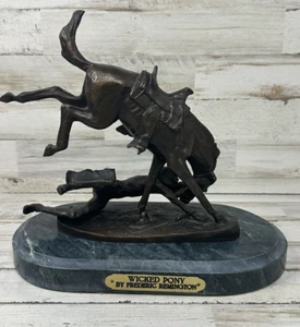 Vintage Wicked Pony F. Remington Bronze Sculpture Marble Base - Picture 1 of 6
