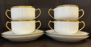 Set of 4 Vintage Hutschenreuther Selb Bavaria Norfolk Two Handle Cup & Saucers - Picture 1 of 13