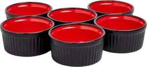 4 Oz Black and Red ramekins Ceramic Ramekin Set of 6, 4 Ounces ramekins. Perf... - Picture 1 of 3