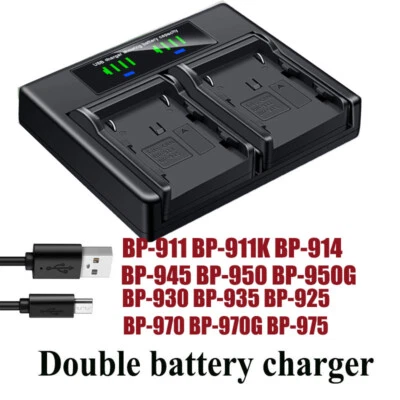 Dual Battery Charger For Canon BP-911 914 915 945 950 950G 955 930 935 925 970 - Image 1 of 4
