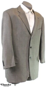 Blazer cappotto sportivo Joseph Abboud uomo lana seta lino 2 Btn nero Glen a quadri 44L - Foto 1 di 7