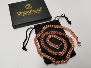ChainsHouse 18k Rose Gold Plated Stainless Steel 24" Miami Cuban Chain Necklace - Picture 1 of 6