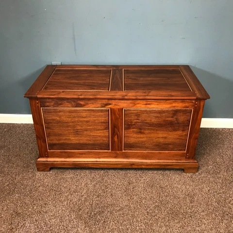 Wayne Marcoux (1950-2017 NH) Walnut & Tiger Maple Cedar Lined Chest Cover