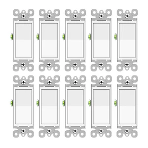 Interruptor de luz de pared de un solo polo 15A 120/277V interruptor basculante de encendido/apagado UL blanco - Imagen 1 de 18