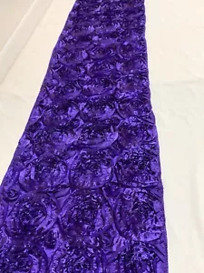 5 - 14 x 108" Royal Purple Satin Rosette Table Top Runner Wedding Event - SAVE - Picture 1 of 10