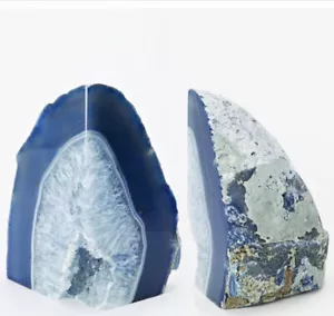 Set of 2 Beautiful Agate Stone Bookends - Genuine Agate with Deep Rich Colours - Picture 1 of 7