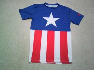 Under Armour Marvel Captain America Compression Shirt Mens Large Red White Blue - Picture 1 of 10
