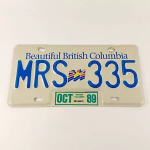 More details for british columbia canada number plate, canadian license 1989 mrs 335 display only