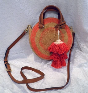 VINCE CAMUTO ADORABLE BOHEMIAN FABRIC With Brown Leather Trim Handbag - Picture 1 of 5