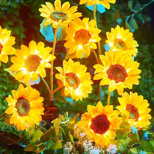 Outdoor Solar Garden Lights - 4 Pack LED Solar Flower Lights with Larger & More - Picture 1 of 12