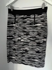 Coast Zebra Print Black Cotton Blend Pencil Knee Length Skirt 12 - Picture 1 of 9