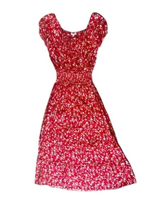 Maxi abito boho Anthropologie Kindred 1X vestibilità XL rosso floreale a strati - Foto 1 di 6