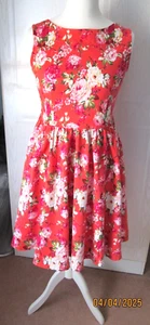 PRETTY SUMMER COTTON FLORAL SWING/SKATER DRESS ~ LINDY BOP ~ SIZE UK 14/ US (L) - Picture 1 of 13