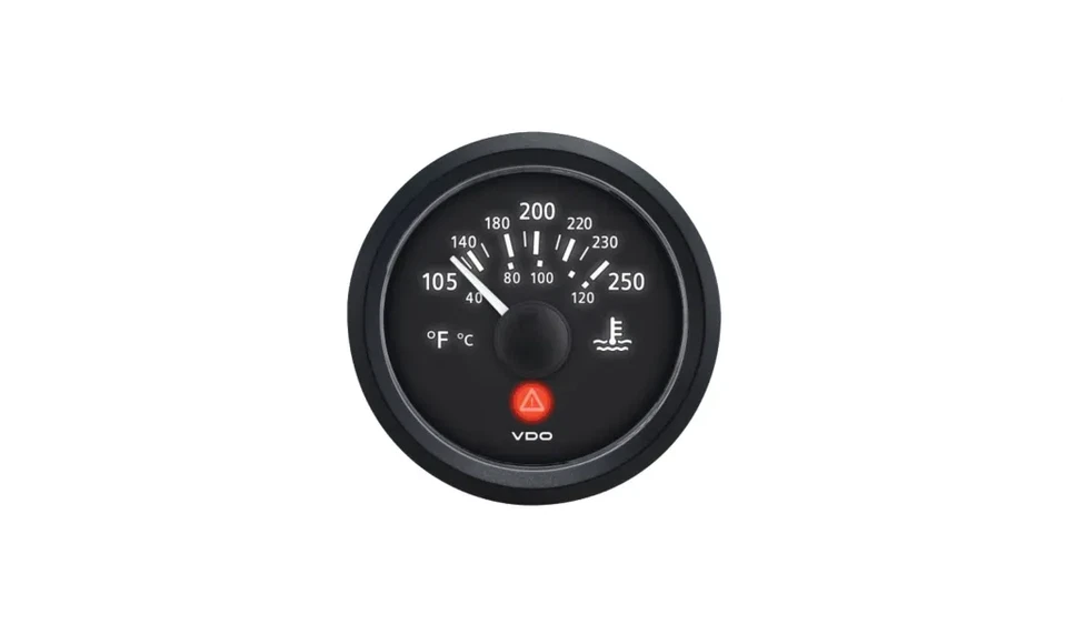 VDO ViewLine 250°F Coolant Temperature Gauge (Black Dial) - Image 1 of 4