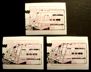 Bélgica 1988: FRAMA labels, ATM, juego S1 oficina de correos, St.: "BRUXELLES 5.11.88" - Imagen 1 de 1