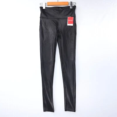 Spanx Womens Faux Leather Leggings High Waist Black Glossy Coated 2437 Size NWT - Image 1 of 4