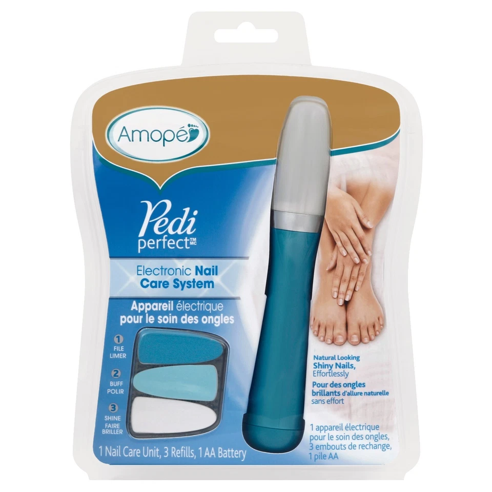 Sistema eletrônico de cuidados com as unhas Amope Pedi Perfect arquivo buff brilho refis incluídos - Imagem 1 de 1