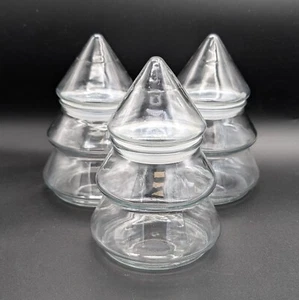 Vintage Clear Christmas Tree Apothecary Candy Jars 3 Anchor Hocking USA 6” - Picture 1 of 6