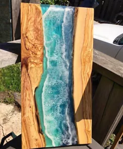 Ocean Table Epoxy, Ocean Wave Table, Made To Order Dining Tables, Wooden Table - Picture 1 of 3
