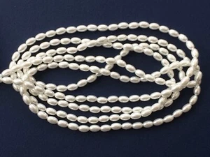 5 x 7MM PEARL OLIVES, HIGH QUALITY JAPANESE IMITATION PEARL OVALS, IVORY / WHITE - Picture 1 of 8