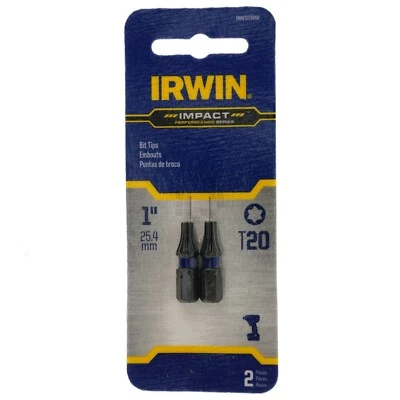 Irwin IWAF31TX202 T20 Torx Impact Bit Tips, 1" Length, 2 Pack - Image 1 of 4