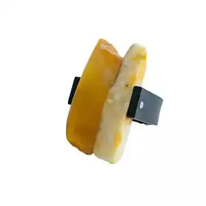 USA Ring Men Natural Square Amber Authors design Handmade KIZIMA - Picture 1 of 7