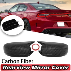 Carbon Fiber Black Side Door Mirror Cover Molding Trim For 2015~22 Dodge Charger - Picture 1 of 12